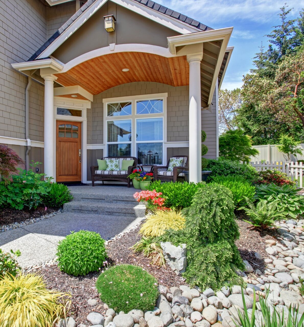 Landscape detail with planting and residential curb appeal.